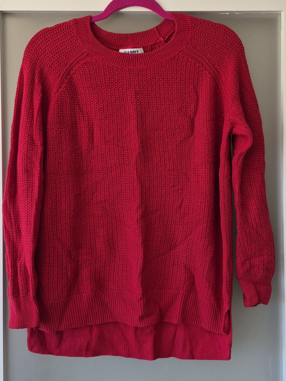 Old Navy Bright Red Crewneck Knit Sweater